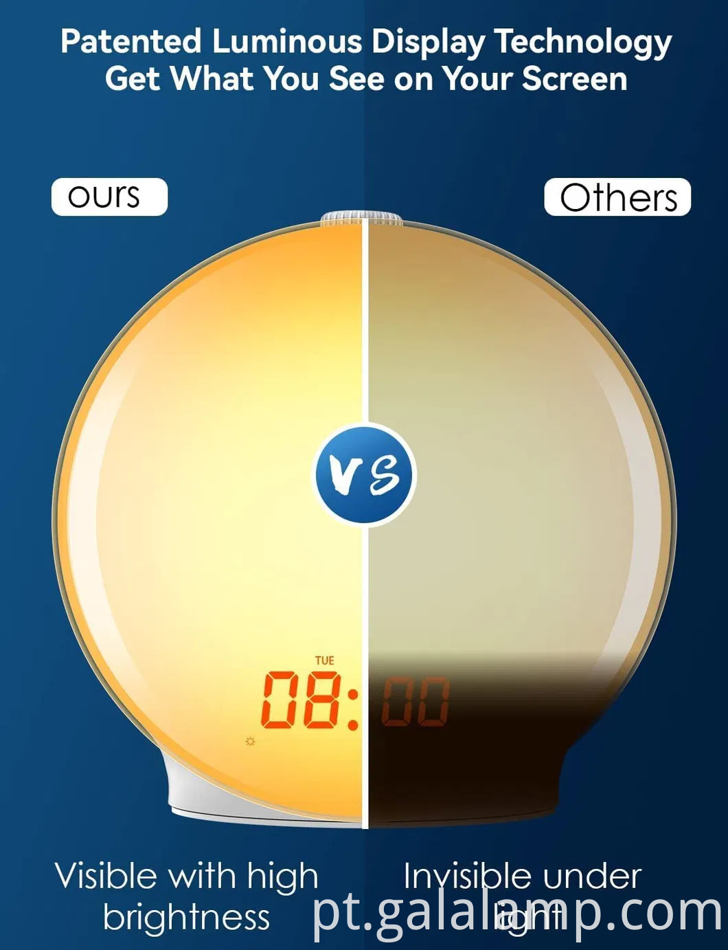 Despertador de manhã radiante com rádio FM e luz noturna suave